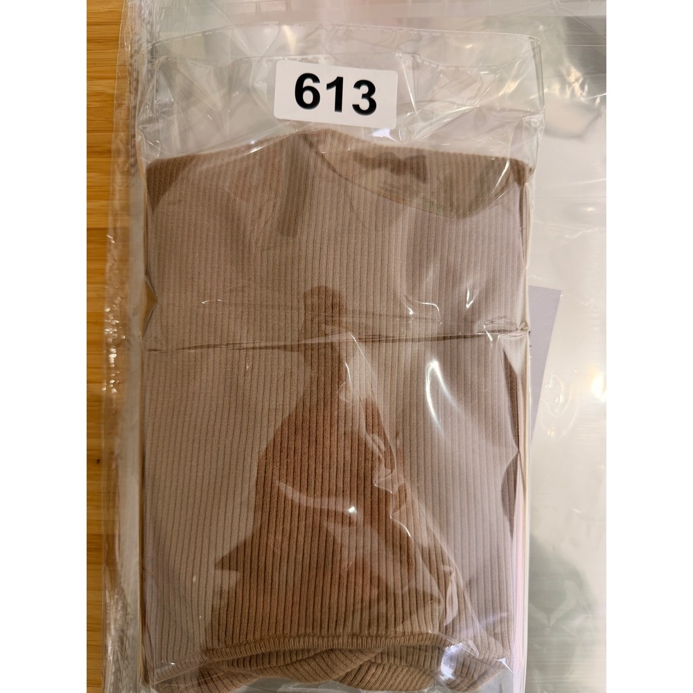 Wilfred Free Knit Cut Out Mini Dress Size Medium Camel‎ Ribbed Cap Sleeve - Picture 11 of 11